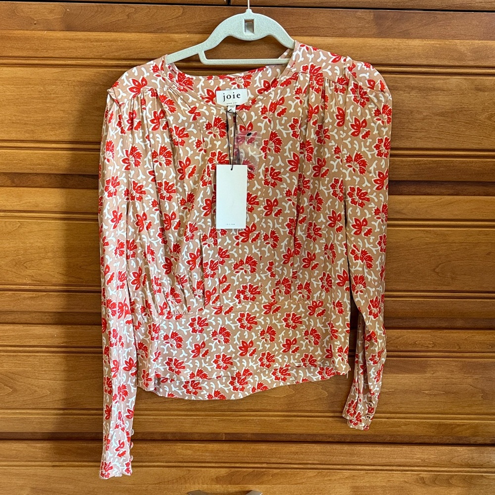 Joie Orange and White floral blouse